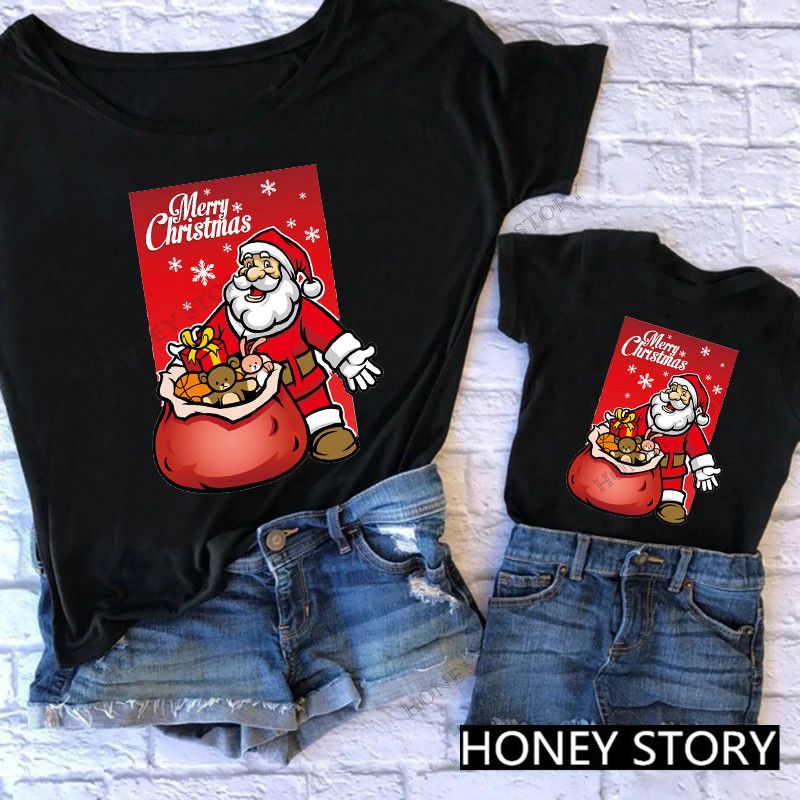 메리 크리스마스 2023 어른과 어린이를 위한 세련되고 따뜻한 부모-자식 크리스마스 산타클로스 티셔츠