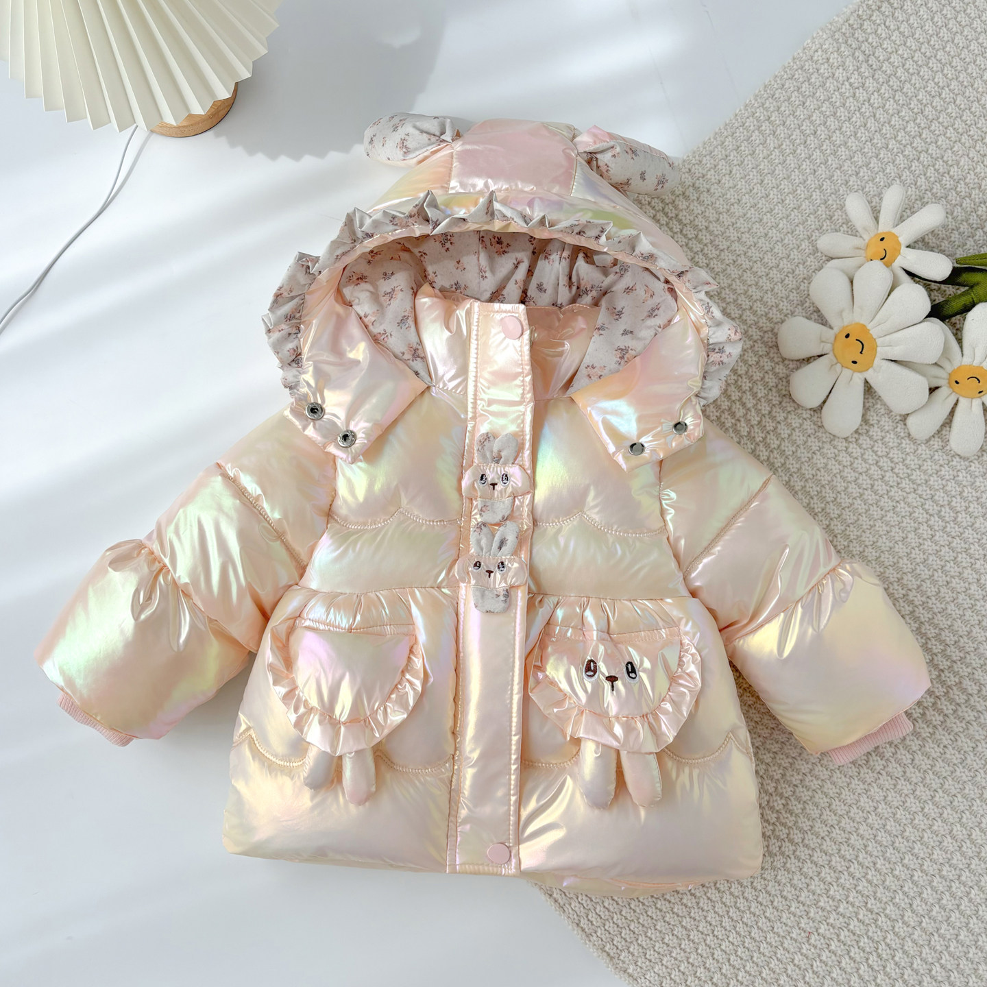 女童冬装加绒加厚棉衣保暖棉服潮