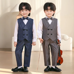 儿童西装套装小花童男孩钢琴演出支持人礼服帅气英伦风男童西服潮