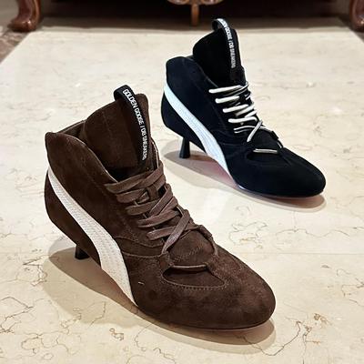 24羊猄皮猫跟运动底圆头时装靴