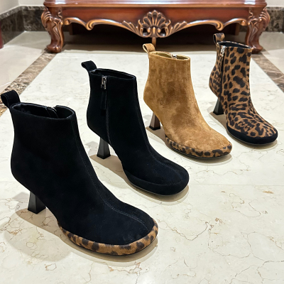 欧美时尚短靴细跟百搭24新款