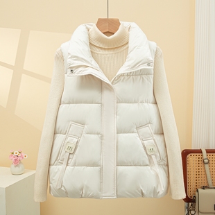立领棉马甲女短款2025秋冬新款宽松洋气棉服马夹外穿背心坎肩潮