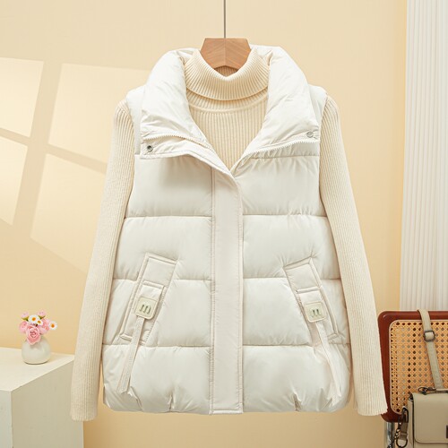 立领棉马甲女短款2025秋冬新款宽松洋气棉服马夹外穿背心坎肩潮