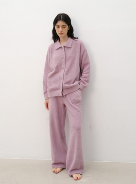 FORRETRO 25秋冬罗兰紫半边绒家居服套装柔软开衫加厚睡衣可外穿