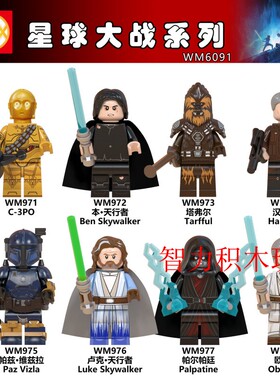 WM6091积木人仔星球大战卢克天行者欧比旺维兹拉C3PO拼装玩具模型