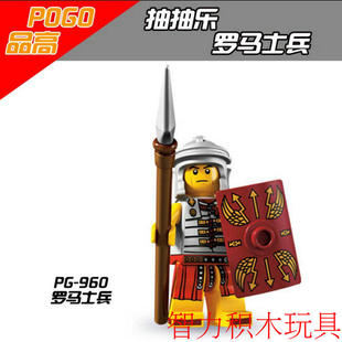 品高抽抽乐积木人仔中古战士罗马士兵指挥官斯巴达勇士拼装小玩具