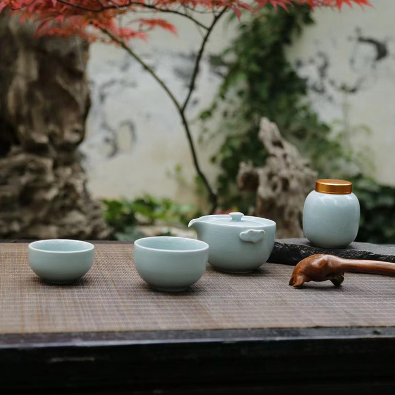 原产地汝瓷便携式套装旅行茶具