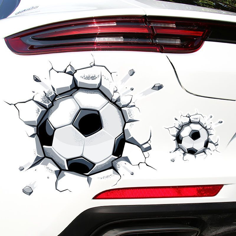 破墙足球创意搞怪创意电动车汽车装饰贴纸保险杠划痕遮挡个性车贴