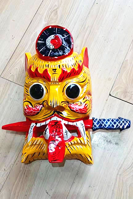 贵州傩戏面具手工木雕吞口大山密室逃脱道具大门挂件收藏