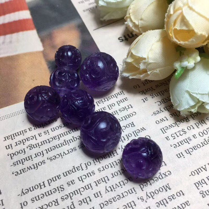 NATURAL DEEP AMETHYST BACK GRAIN BEADS CARVED BEADS SINGLE BEADS DIY STAR MOON BODHI MULTI TREASURE BRACELET BRACELET ACCESSORIES