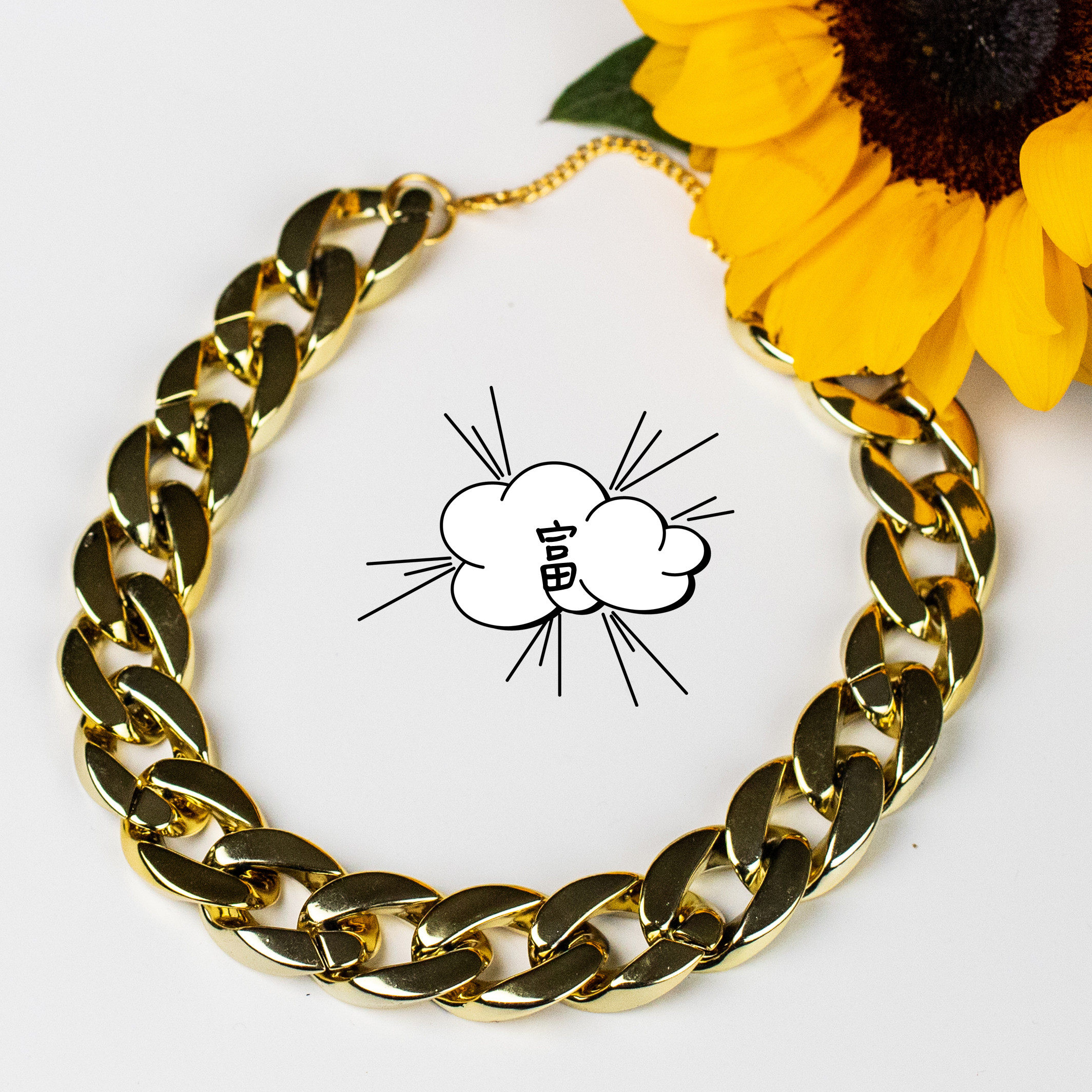 包邮法斗巴哥斗牛犬猫咪拍照金链子宠物霸气项链项圈狗狗恶犬生日