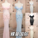 夜店酒吧KTV重工手工走秀演出服佳丽足浴显胸大透视性感晚礼服