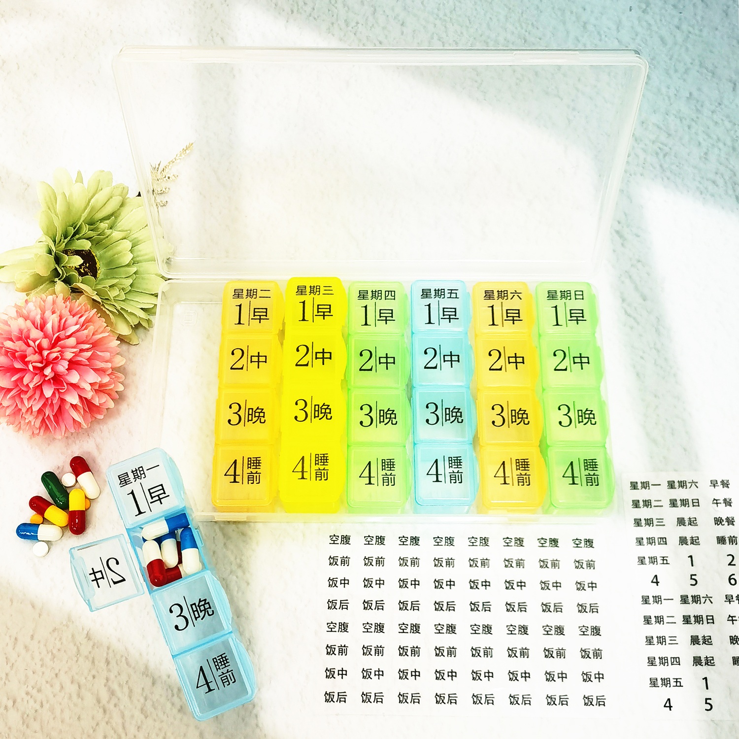 木盒牌新款大数字每日4餐7天药盒