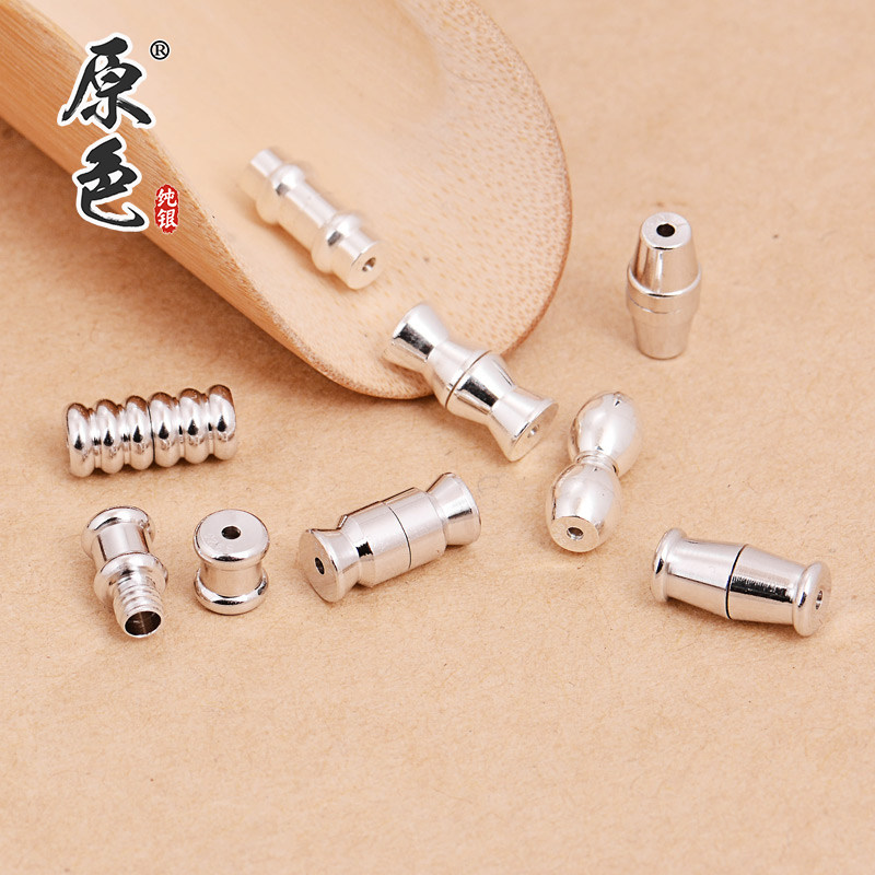 925纯银项链扣头珍珠项链连接扣接头搭扣手工串珠diy配件红绳编织
