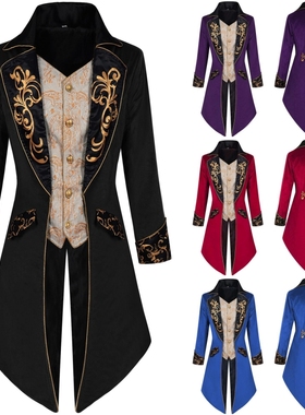 万圣节宫廷燕尾服中世纪复古长款外套维多利亚时代弗罗克cos服装