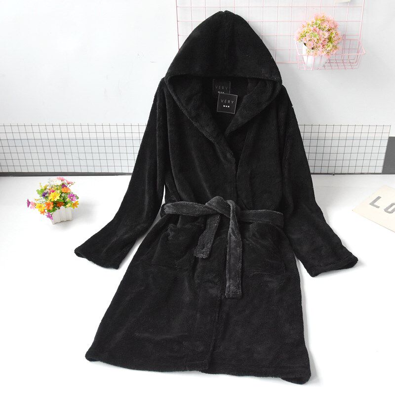 男士珊瑚绒大码宽松长款睡袍