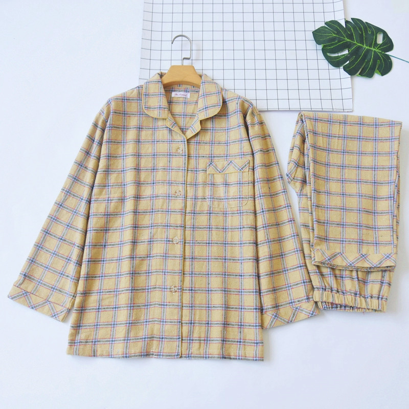 女士梭织全棉磨毛睡衣套装