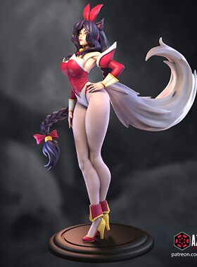 C01 九尾妖狐阿狸 Ahri GK白模 手办 光固化3D打印  STL图纸