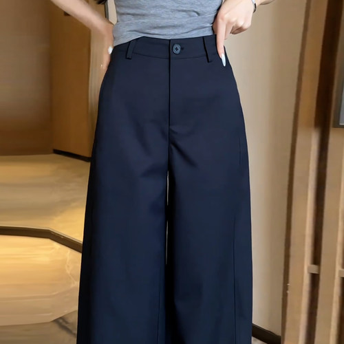 高腰显瘦宽松垂感洋气线雕休闲裤