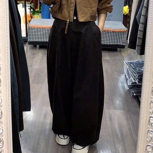 慵懒风高腰显瘦宽松阔腿气球裤