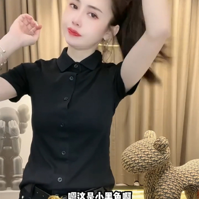 纯色polo领显瘦气质大方百搭t恤