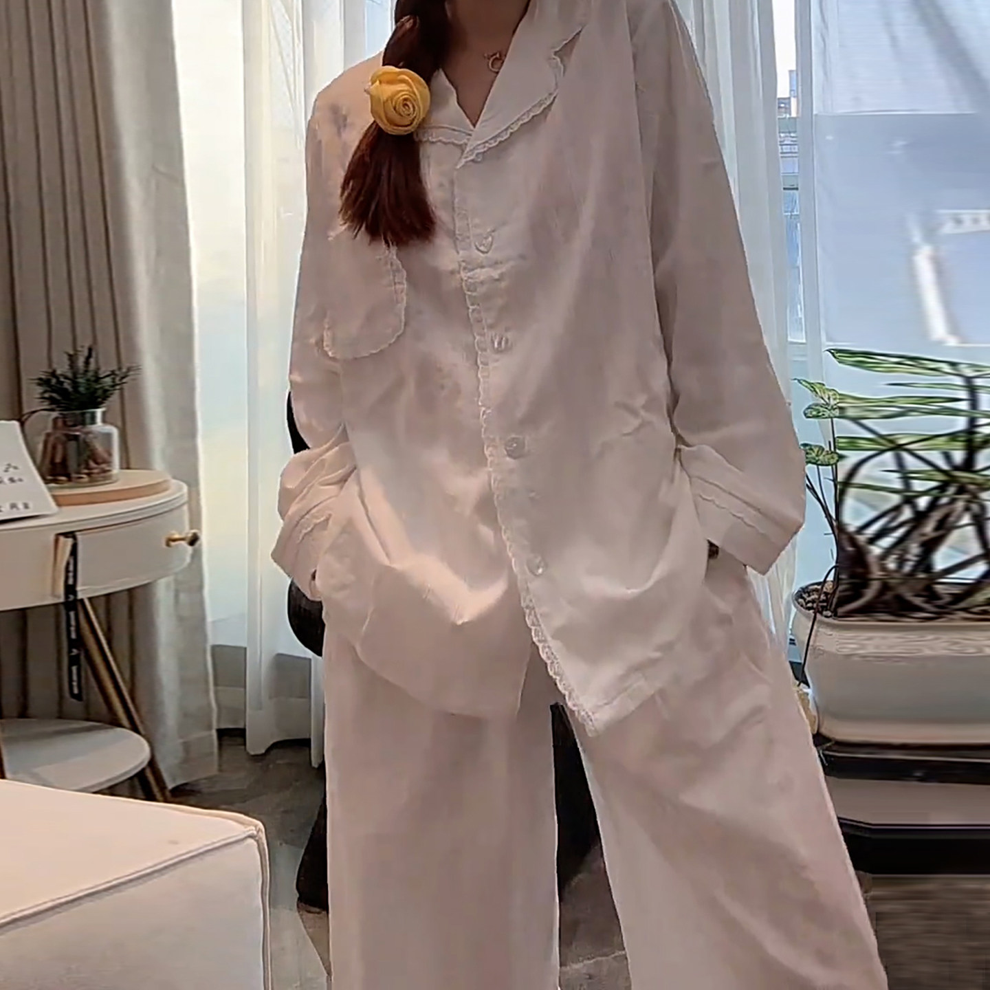 韩版简约长袖纯棉睡衣女2026秋季新款100全棉舒适宽松家居服套装