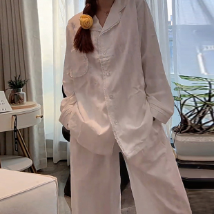 韩版简约长袖纯棉睡衣女2026秋季新款100全棉舒适宽松家居服套装