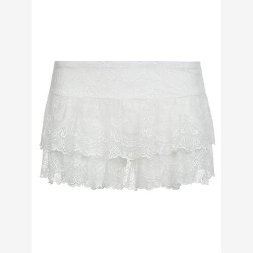 Solid color double-layer lace cake skirt女纯色双层蕾丝蛋糕裙