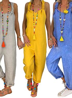 Knotted Jumpsuit Dungarees Sleeveless Romper Overalls