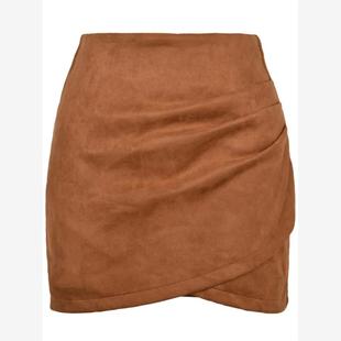 short zippered skirt女士堆褶不规则拉链短裙 irregular Pleated