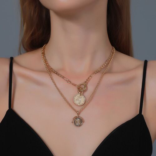 Hot- multi-layer necklace personality retro collarbone chain