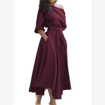 leeve Casual Dress Women's Casual Vintage Long Dresses S-3XL