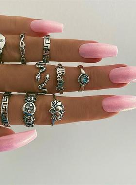 new snake-shaped joint ring set rings jewelry 关节戒指饰品女