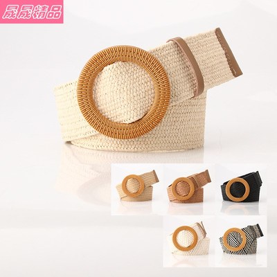 waistband woven girl elastic belt Women 仿草编织女士松紧腰带