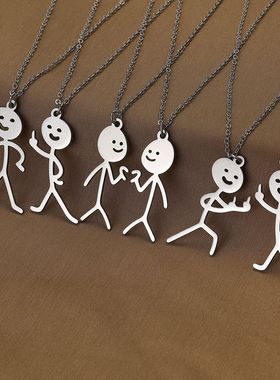 male female fun cartoon personality pendant couples necklace