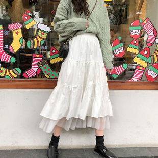 High Waist Party Pleated Maxi Elastic Long Skirt长裙 Tulle