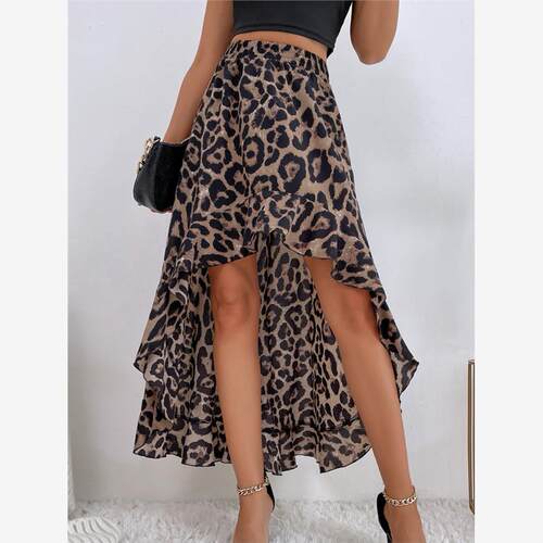 Casual Trend Irregular Leopard Print Skirt A-line Skirt
