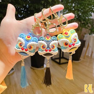 龙盛硅胶舞狮头醒狮钥匙扣中国风