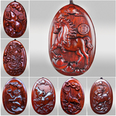 紫檀木雕生肖吊坠挂件红木雕刻鼠牛虎兔龙蛇马羊猴狗猪木质钥匙扣