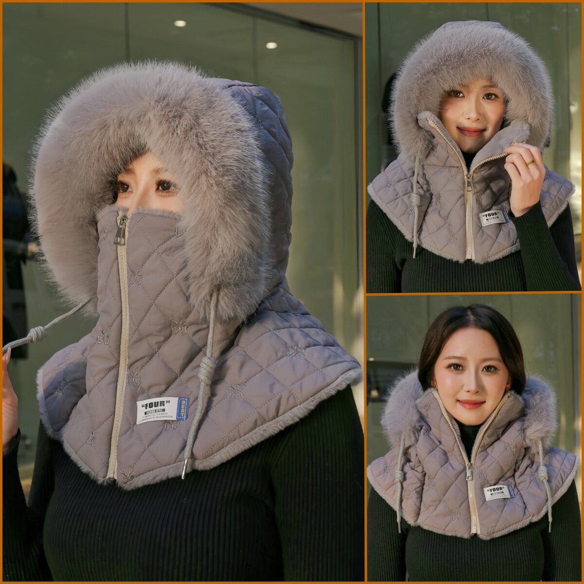 骑行防寒帽子女面罩围巾一体新款头盔帽加厚保暖雷锋帽防风围脖冬