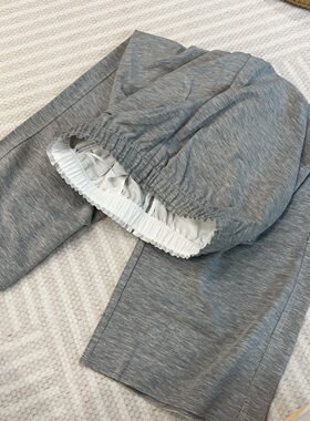 夏季莫代尔松紧腰宽松8分裤女