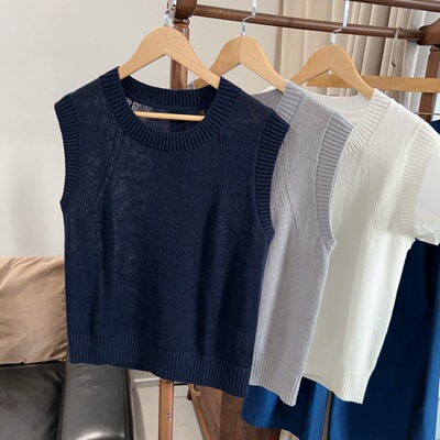 极简风针织马甲女薄款透气百搭