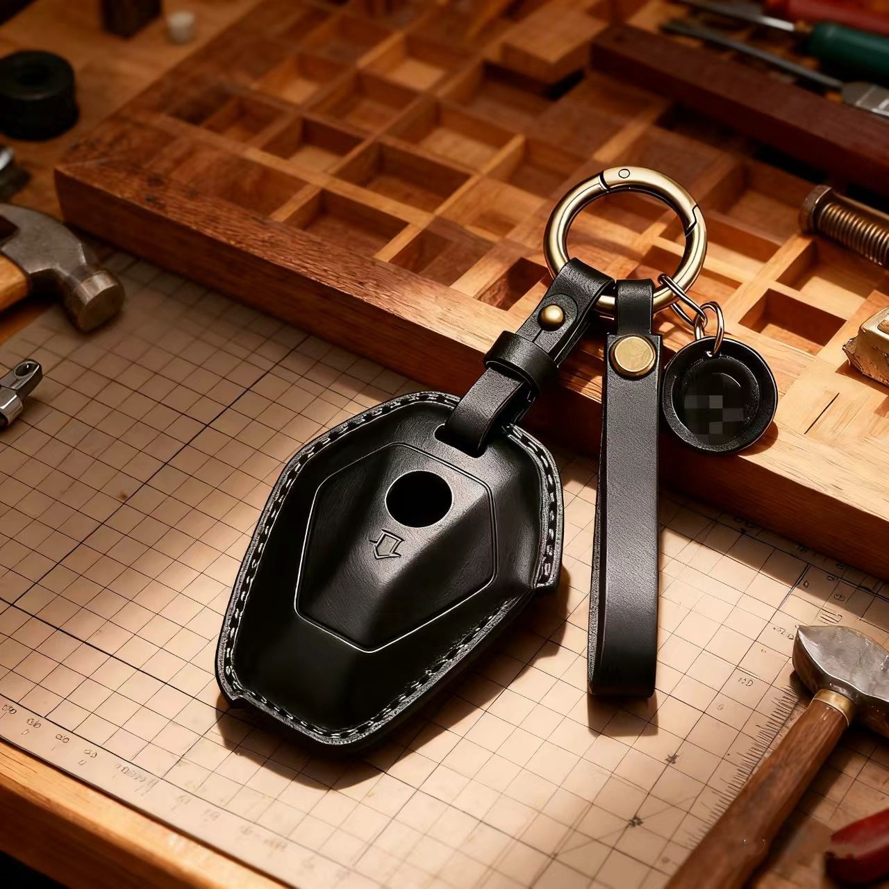 适用2025款宝马BMW水鸟R12 1300GS摩托车复古真皮钥匙套全包壳扣