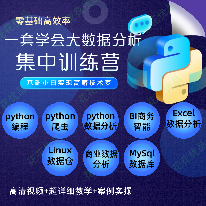 24新店大鹏数据分析课程Python爬虫excel可视化智能BI商务智能MyS 商务/设计服务 设计素材/源文件 原图主图