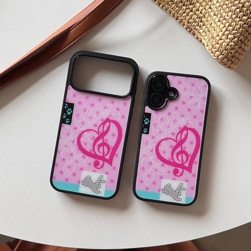 PANLINGWAN原创蓝粉色波点黑边磨砂背板手机壳适用于苹果17PM/15