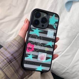 PANLINGWAN原创灰色条纹古早黑边磨砂手机壳适用于苹果16PM