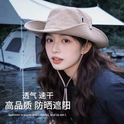 银川茶卡盐湖夏季牛仔渔夫帽子爬山沙漠防晒男女户外遮阳登山徒步