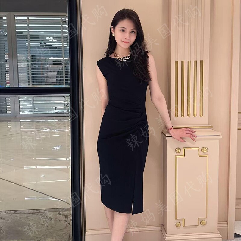 DVF春夏海文针织无袖开叉连衣裙