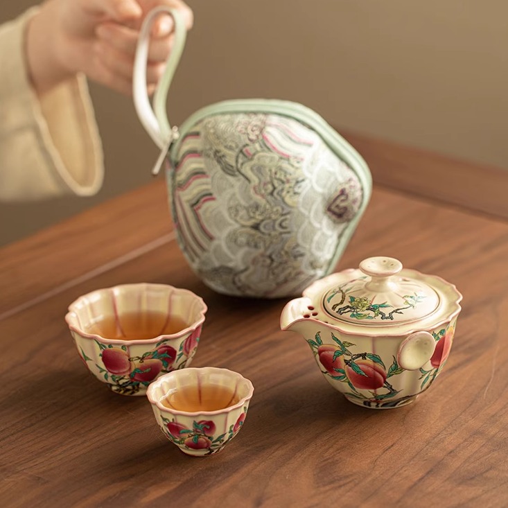 汝窑猪油冻九桃旅行茶具
