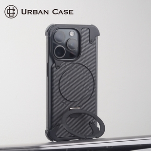 凯夫拉碳纤维纹水贴旋转支架金属磁吸适用于iPhone16promax苹果15pro保护套商务个性 一粒壳 男 CASE URBAN